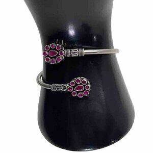 NATIVE AMERICAN 925 STERLING SILVER  & CORAL Navajo Stamped BRACELET Pink/Ruby